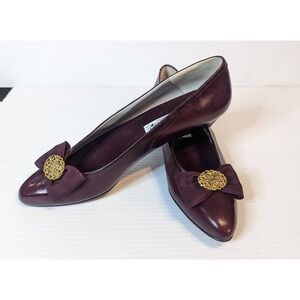 Woodward Collections Women's 10 M Burgundy Leather Flats With Brass Color Emblem